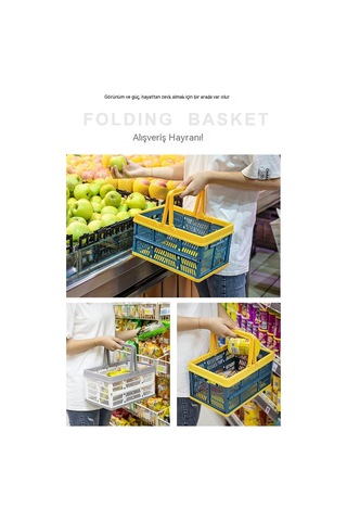 Ccgloball Kamp Piknik Katlanır Sepet Depolama El Sepeti Taşınabilir Ve Taşıması Kolay Beyaz