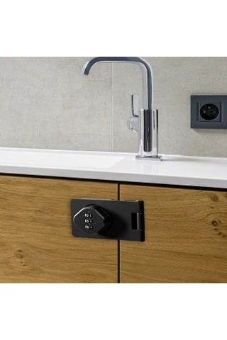 Homyl Dolap Kapı Kilidi Vidalı Çekmece Ahır Siyah-3,5-inç