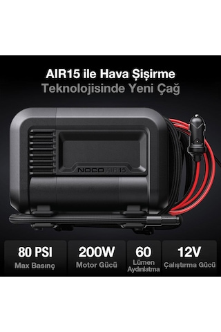 Noco Aır15 12volt 80 Psı Ayarlanabilir Dijital Basınç Göstergeli Profesyonel Lastik Şişirme Pompası