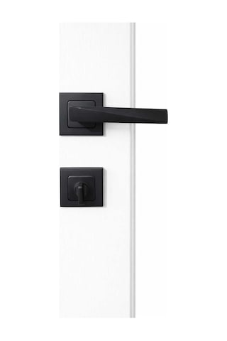 Lüks Mat Siyah Kare Rozetli Wc/banyo Kapı Kolu Seti - Modern Tasarım Metal