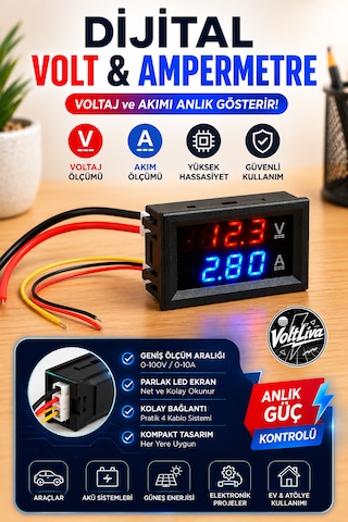 Dijital Dual Voltmetre & Ampermetre