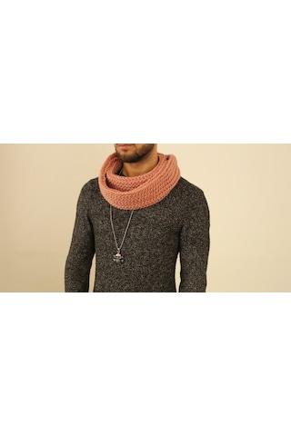 Boldy Örme Boyunluk Triko Atkı Somon Unisex (528295206)
