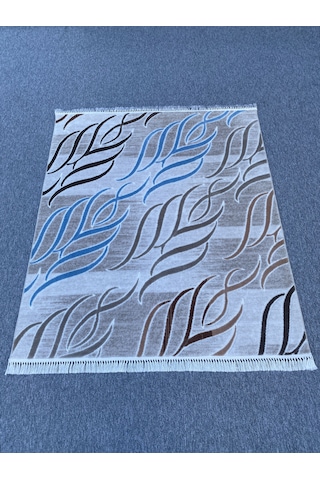 Mavi Vizon Gül Kurusu Kesme Halı 150x175 Saçaklı Akrilik Halı