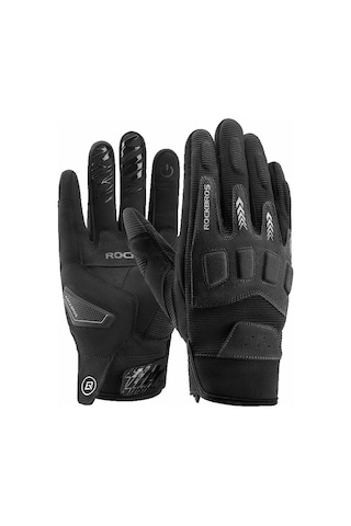 Rockbros Mt016 1 Çift Açık Bisiklet Koruma Eldiveni Dokunmatik Ekran Tam Parmak Eldiven - Siyah M