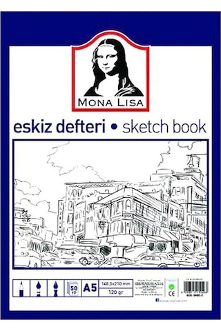 Monalisa Eskiz Defteri A-5 Dokulu Kağıt Kara Kalem Çalışma Defteri 50 Yaprak 120 G 14,8 x 21 CM 1 Adet