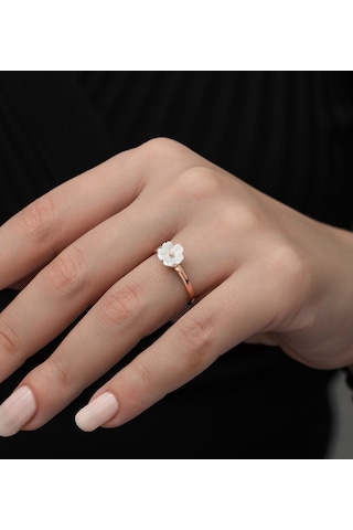 925 Ayar Ayarlanabilir Tektaş Manolya Çiçeği Kadın Gümüş Yüzük