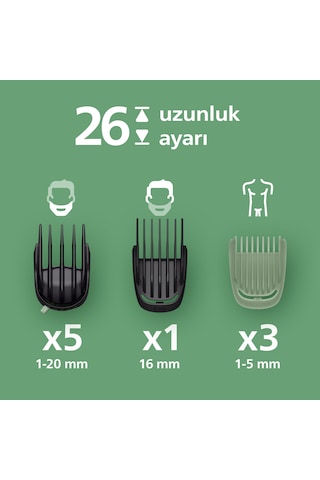 Philips 16'sı 1 Arada Erkek Bakım Seti MG9532/15-yüz/saç/vücut (ISLAK/KURU KULLANIM)