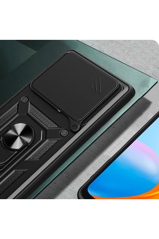 Zore Tecno Camon 30 Pro 5g Kılıf Magnetik Standlı Kamera Korumalı Msra Sürgülü Vega Kapak-siyah Siyah