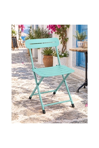 Katlanır Metal Balkon Bahçe Sandalyesi Bistro Sandalye Tekli Mint Yeşili 1642 Turkuaz