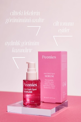 Peonies Dark Spot Serum Leke Karşıtı Aydınlatıcı Serum C Vit Arbutin Niasinamid Tüm Ciltler