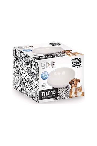 M-pets Urban Style Seramik Kedi Mama Ve Su Kabı Siyah Beyaz 150 Ml 10,5x10,6x8 Cm 244-51021.01