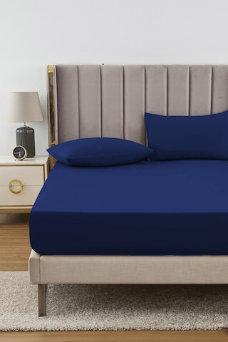 Ranforce Lacivert Pamuklu Tek / Çift Kişilik Battal Tam Kenar Lastikli Çarşaf 14 Renk Fıtted Lacivert