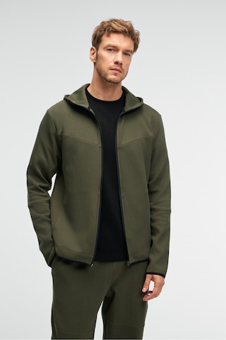Grimelange AVENER Erkek Kapüşonlu Baskılı Fermuarlı Haki Sweatshirt