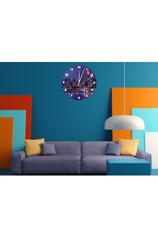 Ti-play Şehir Ve Köprü 30x30cm Akrilik Dekoratif Modern Duvar Saati ÇOk Renkli
