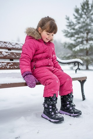 Ndrops Yseyl014 Kız Çocuk Kar Botu Siyah - Lila Siyah - Lila