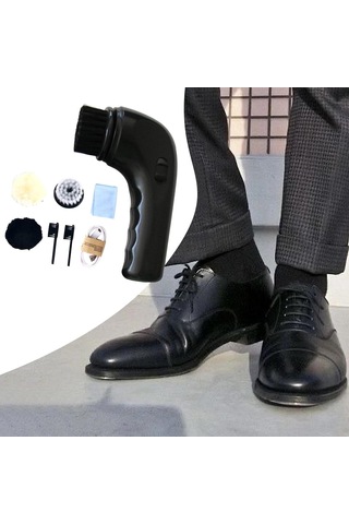 Homyl Elektrikli Ayakkabı Cilalama Fırçası Deri Bakım Seti Siyah