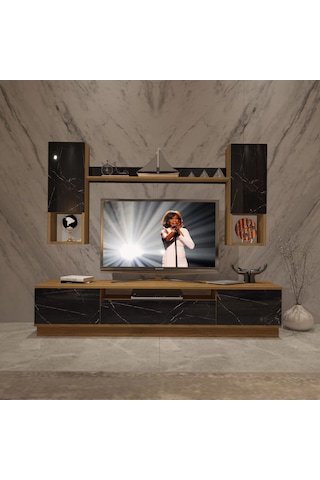 Decoraktiv Trendstyle 5das Mdf Tv Ünitesi Tv Sehpası Pera - Siyah Mermer