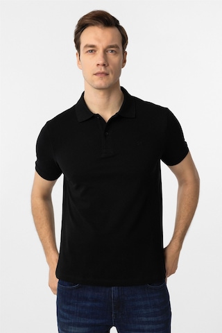 Süvari Siyah Slim Fit Düz Polo Yaka Tişört