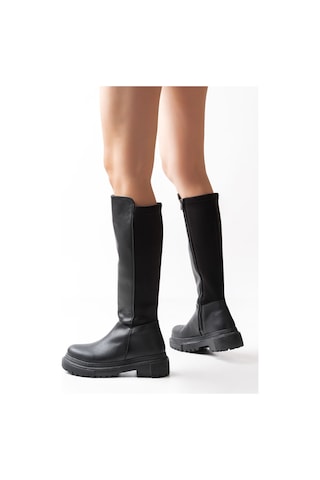 812-305 Siyah Arkası Streç Fermuarlı Günlük Kadın Çizme Resimdeki Renk