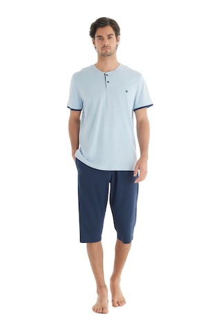 Blackspade Erkek Premium Kısa Kol Kapri Mavi Pijama Takım C0t1n7o04 Mavi