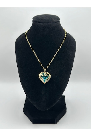 Arnes Jewelry Çelik Zirkon Taşlı Kalpli Kolye Ar485nes Gold