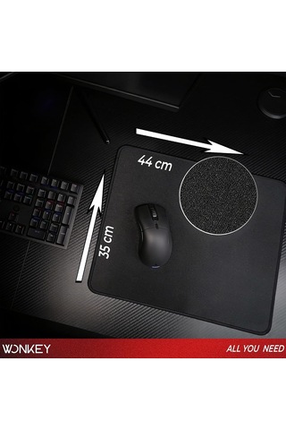 Pro - Dikişli Mouse Pad Gaming, Oyuncu Gamer Mousepad, Kaymaz Kauçuk Tabanlı, Pürüzsüz Kumaş Yüzey, Oyun Tipi Mo