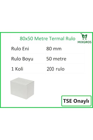 80x50 Metre Termal Yazarkasa Ve Adisyon Rulosu 200 Adet