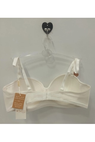 Belvü Mesh Kumaş İçi Boş Straplez Kadın Ekru Sütyen - 1220
