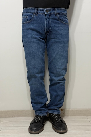 Hacker Denim Hacker Dmctekstil Erkek Y1002 Yüksek Bel Rahat Kesim Boru Paça Jean Pantolon Koyu Mavi