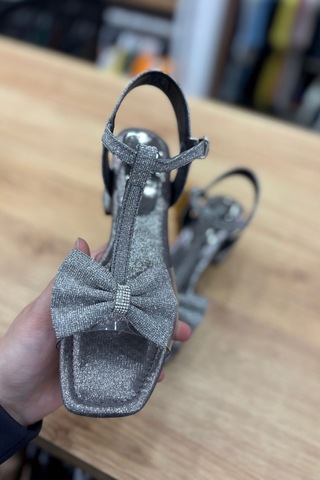Rocky Mat Gümüş Kız Çocuk Topuklu Ayakkabı - Mat Gümüş