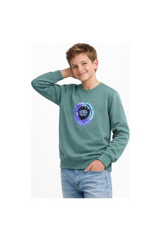 Baglan Erkek Çocuk Ön Arka Baskılı Sweatshirt Bgl-st05230 Açık Yeşil