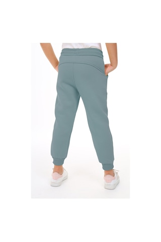 Kız Çocuk Nakış Baskılı Beli Paçası Lastikli Cepli Basic Jogger Eşofman Altı 3 İplik Şardonlu Açık Mavi