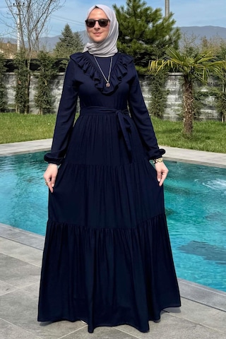 Rabia Şamlı Jale Elbise Lacivert Normal