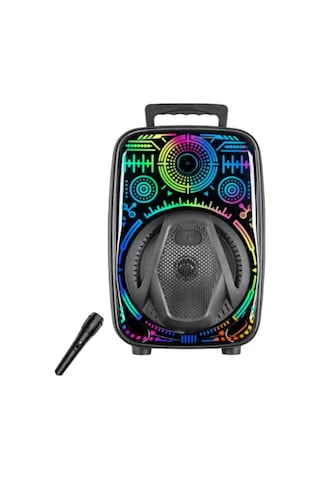 Northcity 8 İnç Taşınabilir Karaoke Hoparlör - Rgb Işıklı Bluetooth Speaker, Mikrofonlu Ev İçi Müzik Sistemi