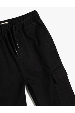 Koton Beli Bağcıklı Cep Detaylı Pamuklu Jogger Eşofman Altı Siyah 5wkb40083tw Siyah