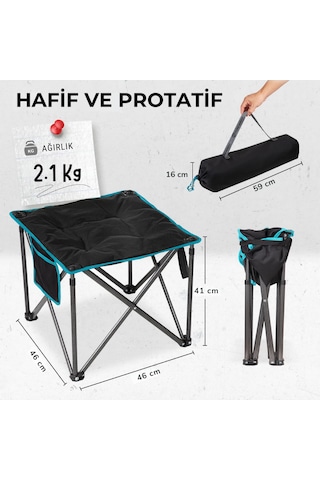 Fundango Cozy Stool Plus Ultra Konforlu Destekli Katlanır Tabure Black Siyah