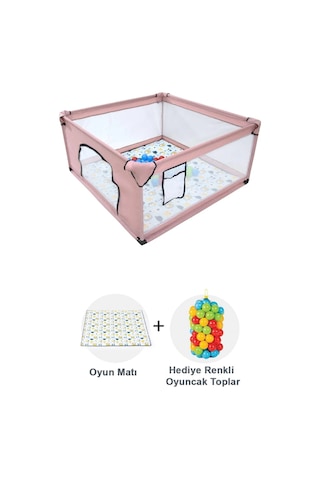 Premio Keten Güvenli Bebek ve Çocuk Oyun Alanı Oyun Parkı 120x120 Oyun Matı Ve Topları