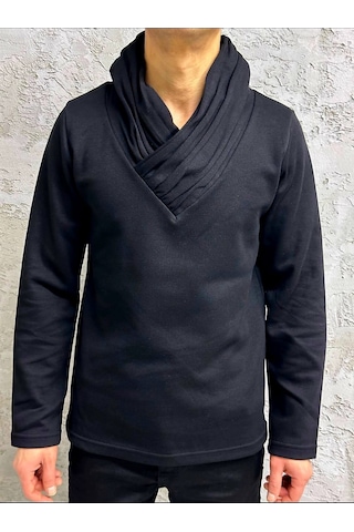 Black Steel Şal Yaka Casual Erkek Sweatshırt Siyah