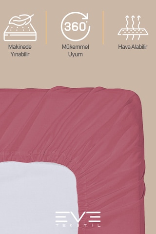 Eve Tekstil %100 Doğal Pamuk Tek Kişilik Rainforce Kumaş Lastikli Çarşaf Ve Yastık Kılıf Set Gül Kurusu