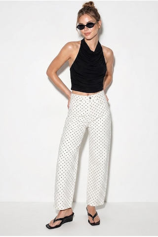 Shade Kadın Puantiyeli Yüksek Bel Balloon Denim Pantolon 993 60286259 - Beyaz-siyah