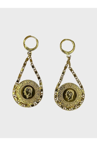 Arnes Jewelry Çelik Çeyrekli Küpe Gold