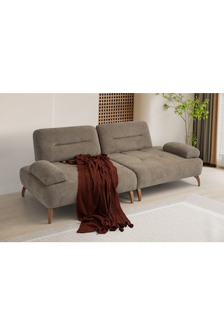 Riva Ahşap Ayaklı 3 Lü Kahverengi Kanepe Kahverengi