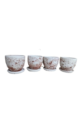 4 Adet Antik Görünümlü Toprak Saksı 12 12 Cm 05284153