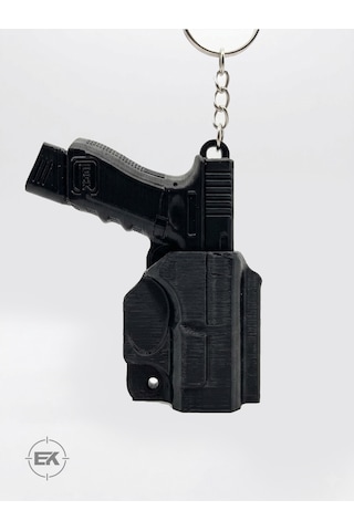 G19 Model Tabanca Anahtarlık Kılıflı, Klipsli Siyah