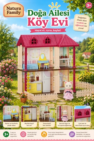 Doğa Ailesi Köy Evi Oyuncak Ev - Tavşan Ailesi Oyun Evi Tavşan Tatil Evi Sylvanian Evi 1 Adet