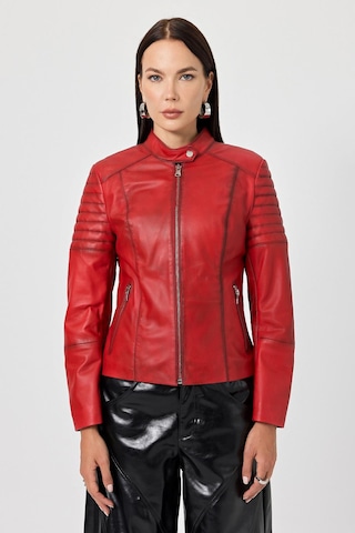 Eugenia Kırmızı Kadın Deri Mont 001