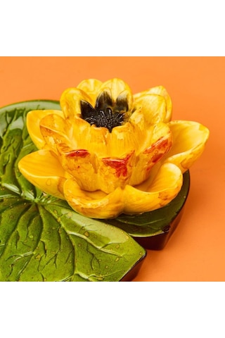 Evidea Deco Lotus Dekoratif Tabak - Sarı - 12 Cm