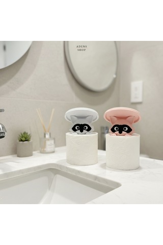 Haydut Rakunlar Dekoratif Tuvalet Kağıdı Tutucu Beyaz