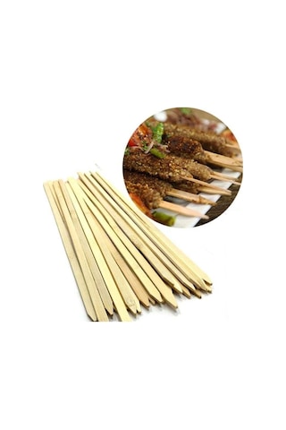Ahşap Adana Çöp Şiş Çubuğu 25 Cm 20 Adet - Yassı Adana Kebap Şişi Ahşap Çöp Şiş