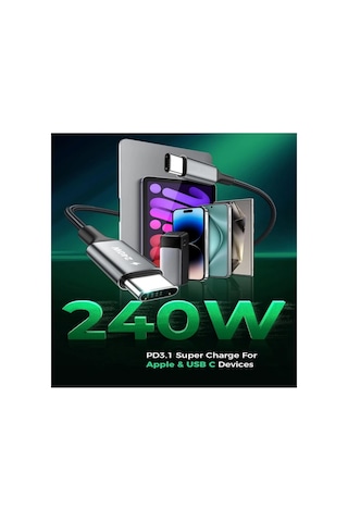 240w Type C To Type C Data Ve Şarj Pd3.1/qc5.0 Usb C - Usb C Kablosu 120cm, 140w 100w Hızlı Şarj İle Uyumlu, Macbook Pro/air, İpad Pro/air, Samsung Galaxy S22/21/20, Dizüstü Bilgisayarlar İle Uyumlu